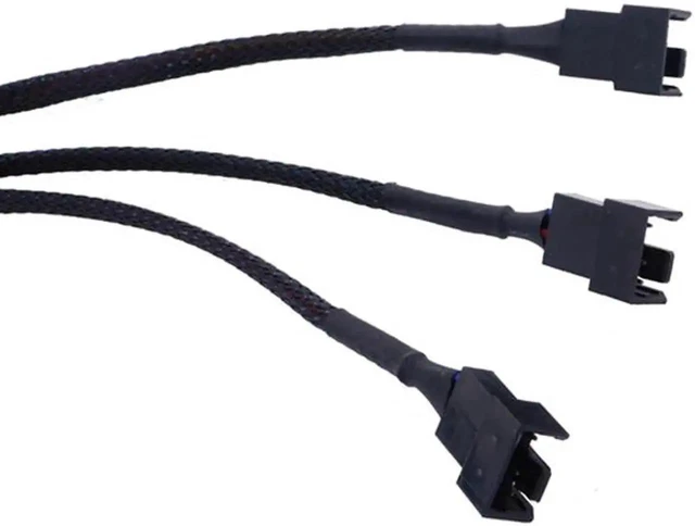 Alt view image 6 of 7 - JAENFONG PWM Fan Splitter Adapter Cable Sleeved Braided Y Splitter Computer PC 4 Pin Fan Extension Power Cable 1 to 3 Converter 10.6 inches 5-Pack