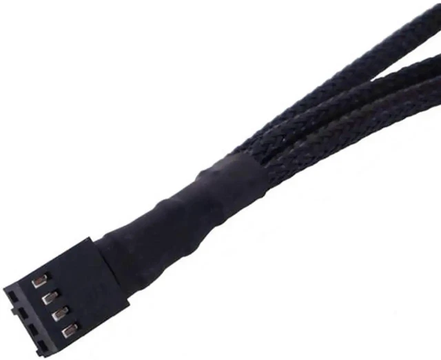 Alt view image 2 of 7 - JAENFONG PWM Fan Splitter Adapter Cable Sleeved Braided Y Splitter Computer PC 4 Pin Fan Extension Power Cable 1 to 3 Converter 10.6 inches 5-Pack