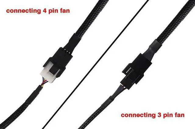 Alt view image 4 of 7 - JAENFONG PWM Fan Splitter Adapter Cable Sleeved Braided Y Splitter Computer PC 4 Pin Fan Extension Power Cable 1 to 3 Converter 10.6 inches (2 Pack)