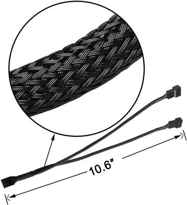 Alt view image 3 of 7 - JAENFONG PWM Fan Splitter Cable 1 to 2 Converter, Black Case Fan Splitter Cable, Case Fan Power Duplicator Converter, Dual Case Fan Power Adapter, 10.6 inch (2 Pack)