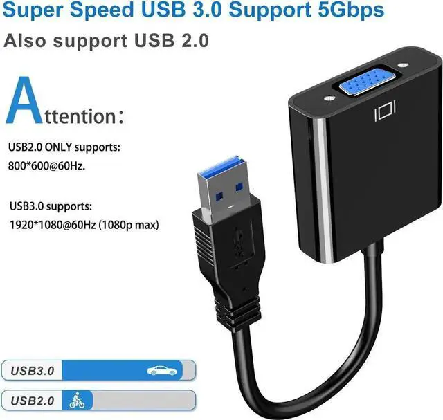 Alt view image 4 of 7 - JAENFONG USB to VGA Adapter,USB 3.0 to VGA Adapter Multi-Display Video Converter- PC Laptop Windows 7/8/8.1/10,Desktop, Laptop, PC, Monitor, Projector, HDTV