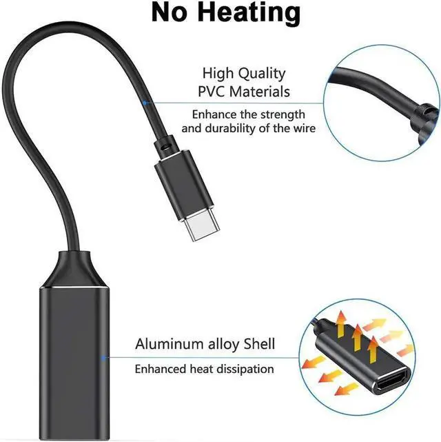 Alt view image 2 of 7 - JAENFONG USB C to HDMI Adapter 4K for Mac OS, Type-C to HDMI Adapter [Thunderbolt 3], Compatible with MacBook Pro 2019/2018/2017, MacBook Air, Galaxy, Dell XPS, Pixelbook, Microsoft and More
