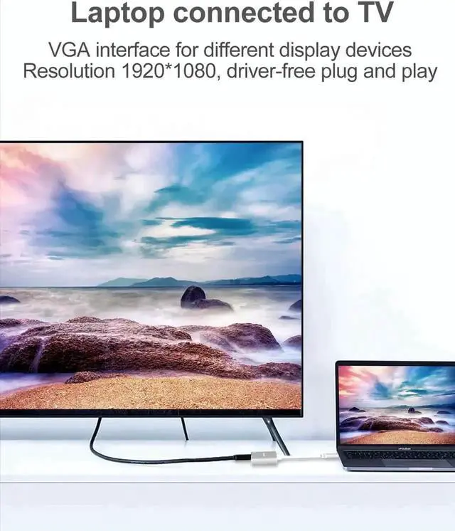 Alt view image 5 of 7 - JAENFONG USB C to HDMI VGA Adapter,USB Type C to VGA HDMI Adapter Thunderbolt 3 VGA Adapter for MacBook Pro/iPad Pro /Air 2020 2019 2018,Dell XPS 13/15,Surface Pro, Galaxy S8/S9 (Silver)