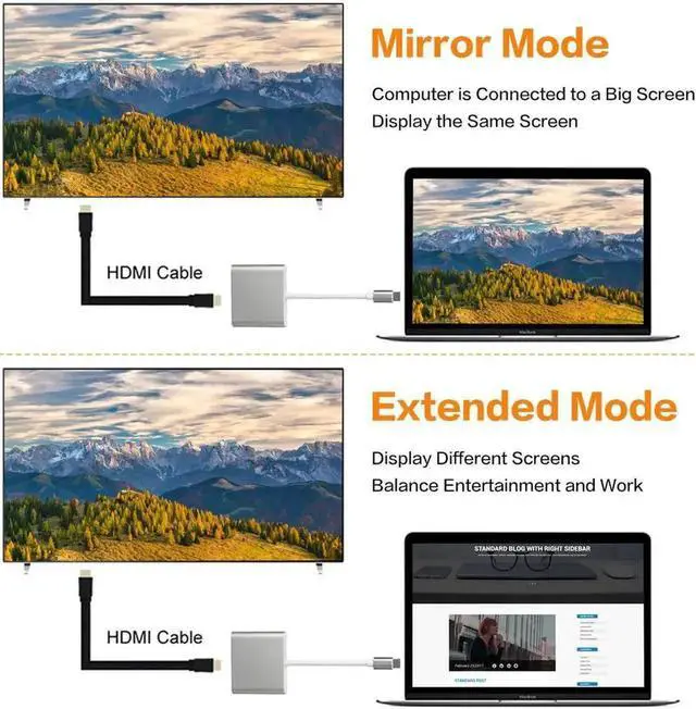 Alt view image 3 of 7 - JAENFONGUSB C to HDMI 4K Multiport Adapter, 3 in 1 Type C Hub with USB 3.0 + USB C Charging Port Digital Converter Compatible for MacBook/Chromebook Pixel/Dell XPS13/Samsung Galaxy s8/s8 Plus (Silver)
