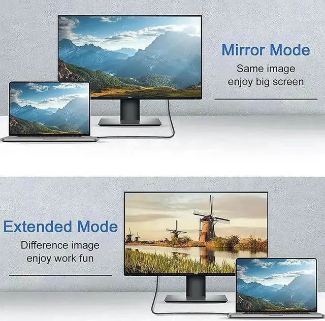 Alt view image 2 of 7 - USB C to HDMI Cable 4K, Hannord 6ft USB Type C to HDMI Cable Adapter High Speed Braided Cord Compatible with 2020 MacBook Pro/Air, iPad Pro 2020, Samsung S9 S10, Lenovo, Dell, ASUS, HP Chromebook