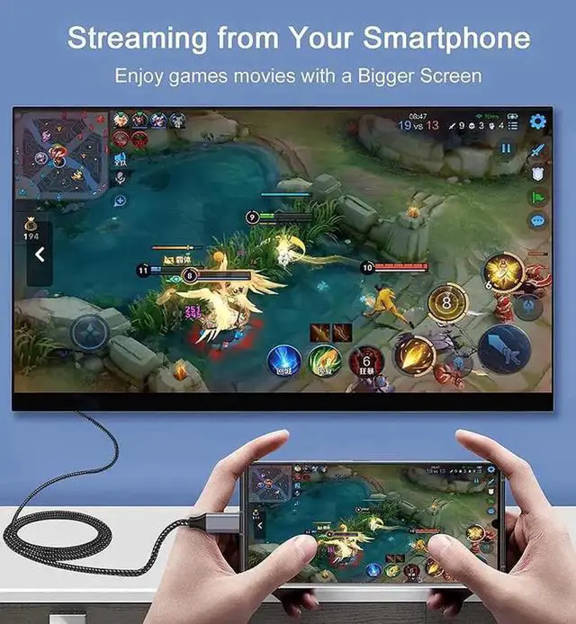 Alt view image 3 of 7 - USB C to HDMI Cable 4K, Hannord 6ft USB Type C to HDMI Cable Adapter High Speed Braided Cord Compatible with 2020 MacBook Pro/Air, iPad Pro 2020, Samsung S9 S10, Lenovo, Dell, ASUS, HP Chromebook