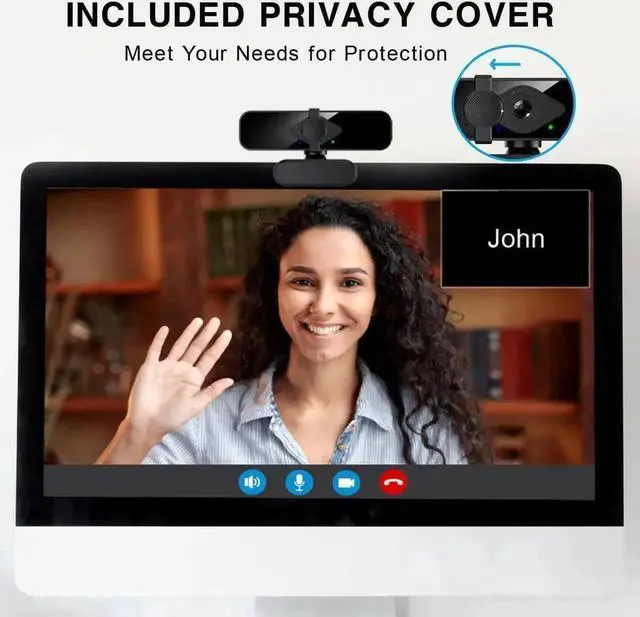 Alt view image 2 of 6 - JAENFONG 2K Webcam for PC, 85° View USB Computer Camera, with Noise Canceling Microphone & Privacy Cover, HD Web Camera for Desktop Laptop Monitor Mac Streaming, Gaming & Video Calling Webcam