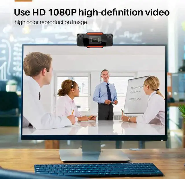 Alt view image 2 of 7 - Webcam with Microphone,1080P HD Streaming USB Computer Webcam Web Camera Noise Reduction for PC Video Conferencing/Calling/Gaming, Laptop/Desktop Mac, Skype/YouTube/Zoom/Facetime