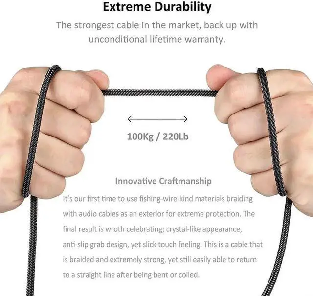 Alt view image 6 of 7 - JAENFONG 3.5mm Male to Female Stereo Audio Extension Cable [Hi-Fi Sound] [Gold Plated Jack] Nylon-Braided AUX Extension Cord Adapter Compatible with iPhone iPad Smartphone Tablets Media Players, 3.3FT