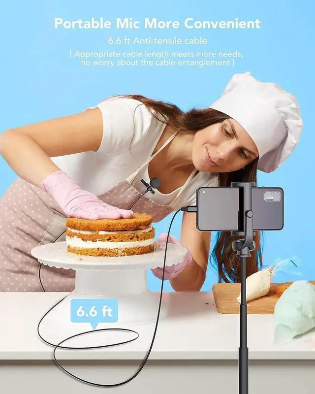 Alt view image 6 of 7 - JAENFONG Lavalier Microphone USB C Professional Lapel Clip-on Mic Omni Condenser Little Lav Mic for Video Recording External Noise Cancel Mic for Youtube Vlog ASMR Interview on Android Type-C Device