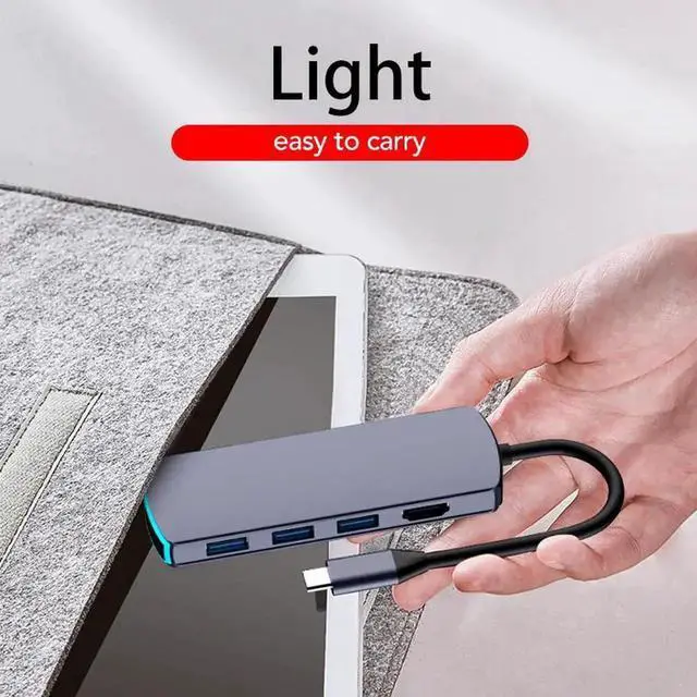 Alt view image 4 of 7 - JAENFONG -in-1 USB HUB Type C Docking Station USB 3.0 HDMI SD Slot TF Slot 3.5mm Jack Type C PD For Surface Go/Mac Pro