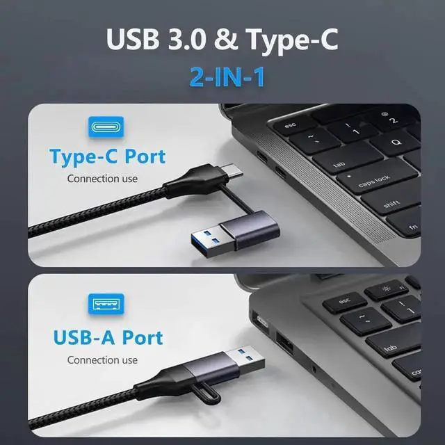 Alt view image 7 of 7 - USB C HUB, 5 in 1 USB-C/USB 3.0 Dual Adapter Docking Station, with USB Port, USB-C Port/PD, Gigabit Ethernet, Multi-Port USB C Adapter Type C Laptops Dock Dongle Compatible for Mac-Book Pro Air