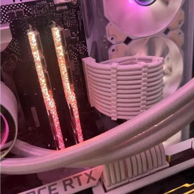 Alt view image 5 of 5 - JAENFONG PSU Cable Extension Kit 30CM Length with Combs,1x24Pin/2x8Pin(4+4) EPS/3x8Pin(6P+2P) PCI-E/PC Sleeved for ATX Power Supply,White, All-White