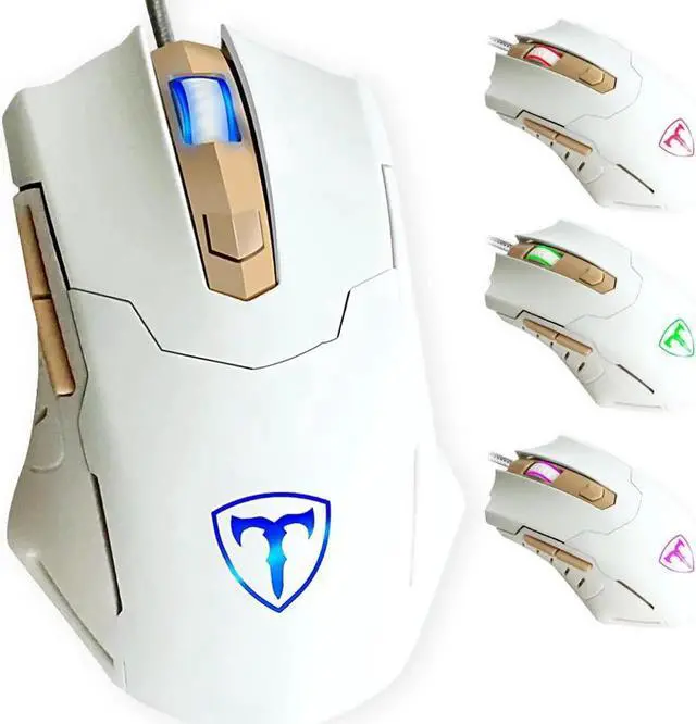 Main image of JAENFONG Gaming Mouse Wired Breathing Light Ergonomic Game USB Computer Mice Multicolor Gamer Desktop Laptop PC Gaming Mouse, 6 Buttons for Windows 7/8/10/XP Vista Linux, Black White