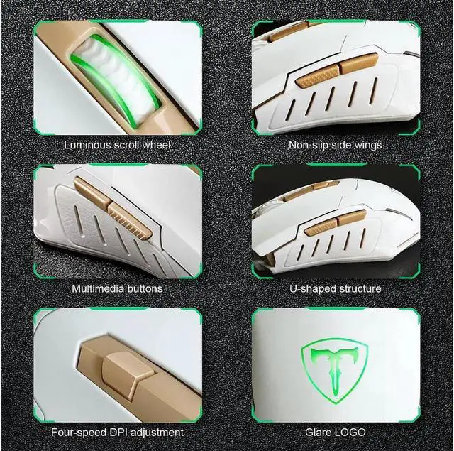 Alt view image 6 of 6 - JAENFONG Gaming Mouse Wired Breathing Light Ergonomic Game USB Computer Mice Multicolor Gamer Desktop Laptop PC Gaming Mouse, 6 Buttons for Windows 7/8/10/XP Vista Linux, Black White