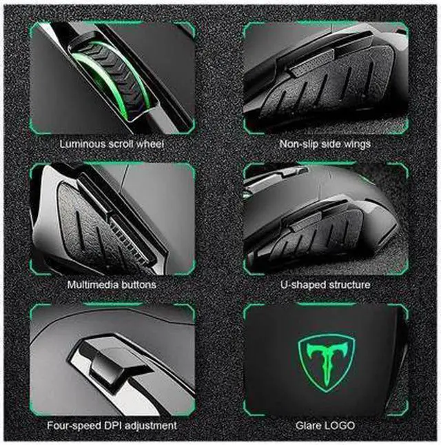 Alt view image 3 of 6 - JAENFONG Gaming Mouse Wired Breathing Light Ergonomic Game USB Computer Mice Multicolor Gamer Desktop Laptop PC Gaming Mouse, 6 Buttons for Windows 7/8/10/XP Vista Linux, Black
