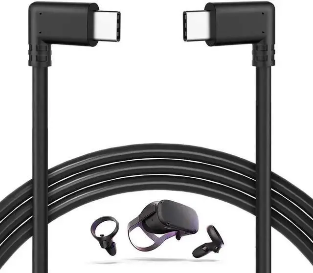 Main image of JAENFONG 10Feet / 3M Oculus Quest Cable, USB C to USB Type C Cable 3A 90 Degree Type C Quick Charge Cable for Oculus Quest Link VR Quick Charge Cable for Phone Tablet Oculus Link Headset Cable (10ft)d