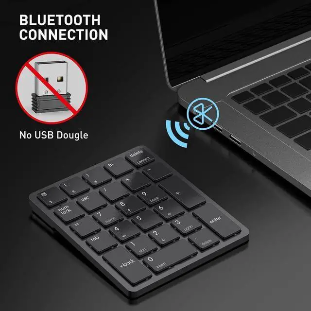 Alt view image 5 of 7 - JAENFONG Bluetooth Number Pad Wireless Numeric Keypad Numpad 26 Keys Portable Mini Financial Accounting Rechargeable Numeric Pad for Laptop Desktop, PC, Surface Pro,Notebook (Black)