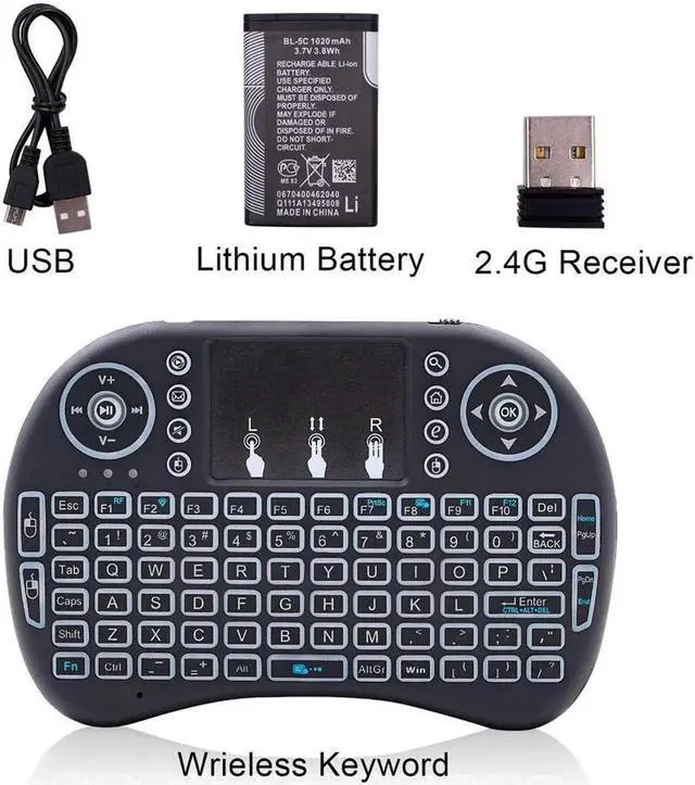 Alt view image 4 of 7 - JAENFONG Mini Computer Keyboard i8 2.4G Wireless Keyboard W/Touchpad Portable Keyboard W/Remote Control Compatible with Laptop/PC/Tablets/Windows/Mac/TV/Xbox/PS3/Raspberry Gray