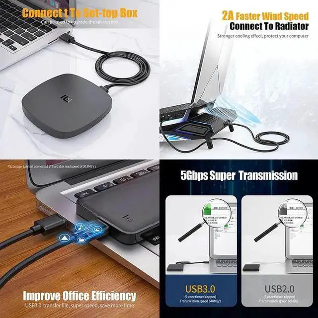 Alt view image 2 of 7 - JAENFONG 3 Pack USB 3.0 A to A Male Cable [3.3FT+3.3FT+3.3FT], USB 3.0 to USB 3.0 Cable USB Male to Male Cable Double End USB Cord Compatible with Hard Disk, Cameras,Laptop Cooler, DVD Player and More
