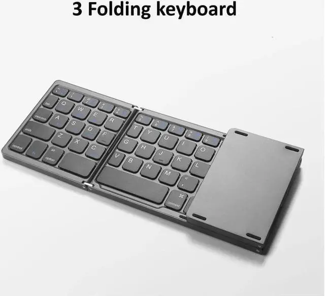 Alt view image 3 of 5 - JAENFONG B089T Foldable Bluetooth Keyboard Rechargeable with Touchpad(Silver)