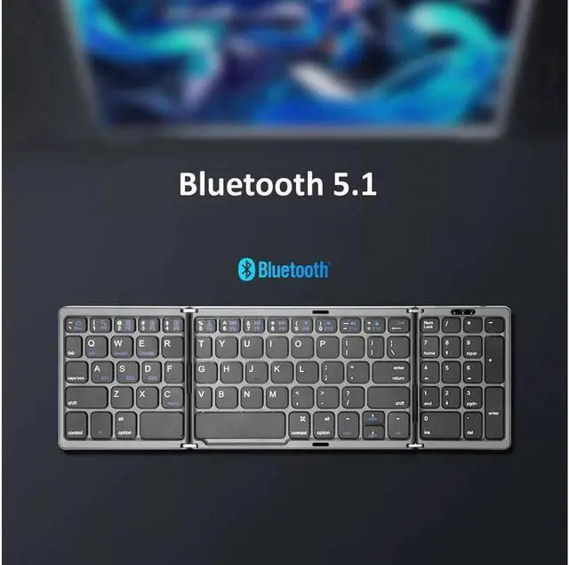 Alt view image 4 of 5 - JAENFONG B089T Foldable Bluetooth Keyboard Rechargeable with Touchpad(Silver)