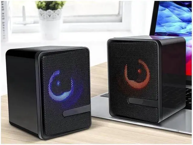 Alt view image 6 of 7 - JAENFONG Computer Speakers S3 USB Light Double Gaming RGB Speakers PC Wired 2.0 USB Powered Volume Control Stereo Mini Speaker 3.5mm Aux Input for Desktop PC Ph