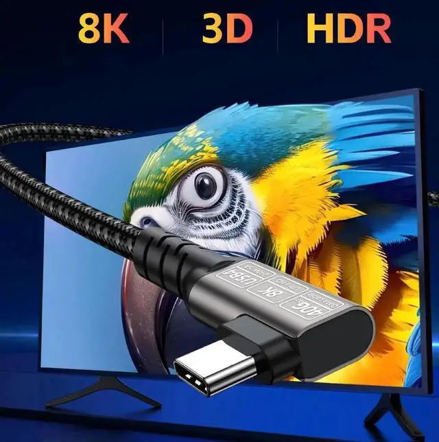 Alt view image 3 of 7 - JAENFONG USB4.0 Fast Charging Data Cable 1.64FT,Thunderbolt 4 Cable, USB-C to USB-C Cable, 40Gbps 240w Charging Cord 8K@60Hz Data Transfer Braided Cable For Laptop MacBooks Pro 1.64 ft.