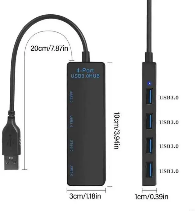 Alt view image 7 of 7 - Versatility 4Port USB3.0 Hub USB Splitter for Computers and TVs for Office Study Entertainment Use Highly Speed USB Hub