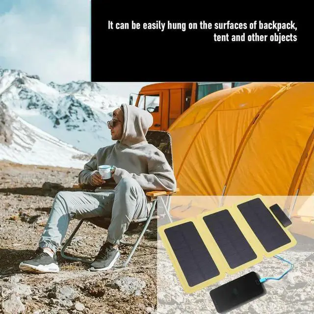 Alt view image 3 of 4 - Outdoor Solar Power Charger Ultra-Thin Portable Solar Power Bank Mobile Power Charger for Camping Hiking Picnic Climbing