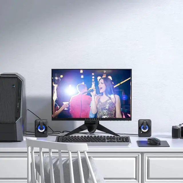 Alt view image 5 of 7 - JAENFONGComputer Speaker USB Powered - Portable Mini Bluetooth Subwoofer with RGB Lights Volume Control 3.5mm AUX-in HiFi Stereo Sound Desk Audio System for PC Monitor Tablets Desktop Laptop Cellphone