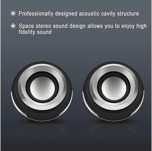 Alt view image 3 of 6 - JAENFONG Stereo Computer Speaker, USB Powered Speaker with Sound, Loud Volume and Enhanced Bass, PC Speaker for Laptop Desktop Computer Cellphones and More