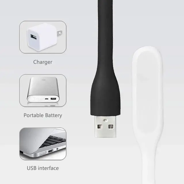 Alt view image 7 of 7 - JAENFONG USB LED Light Lamp for Power Bank, Portable Eye Care Mini Night Light with Flexible Arm, USB Gooseneck Reading Lamps Book Light,Compatible for Desktop, Notebook Laptop (10-Green)