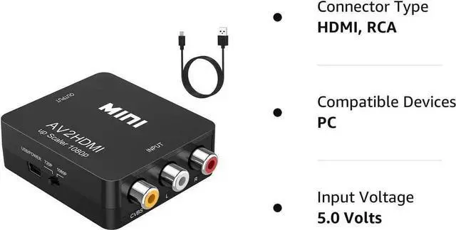 Alt view image 4 of 7 - JAENFONG RCA to HDMI,AV to HDMI Converter, 1080P Mini RCA Composite CVBS Video Audio Converter Adapter Supporting PAL/NTSC for TV/PC/ PS3/ STB/Xbox VHS/VCR/Blue-Ray DVD Players