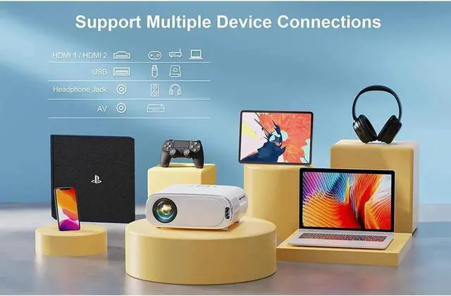 Alt view image 3 of 6 - JAENFONG Auto-Focus Projector with WiFi 6 and Bluetooth: 490 ANSI 19000L Native 1080P Outdoor Movie Projector 4k Support,Auto 6D Keystone&50% Zoom,Portable Smart Home LED Video Projector for Phone/PC