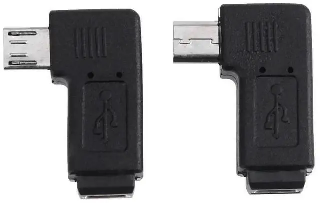 Alt view image 3 of 7 - 2Pcs Mini USB Female To Micro USB Male Adapter 90 Degree Mini USB To Micro USB Elbow Converter for Device Connection