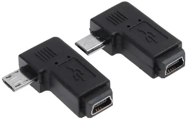 Alt view image 4 of 7 - 2Pcs Mini USB Female To Micro USB Male Adapter 90 Degree Mini USB To Micro USB Elbow Converter for Device Connection