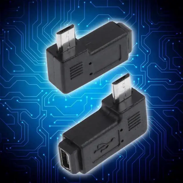 Main image of 2Pcs Mini USB Female To Micro USB Male Adapter 90 Degree Mini USB To Micro USB Elbow Converter for Device Connection