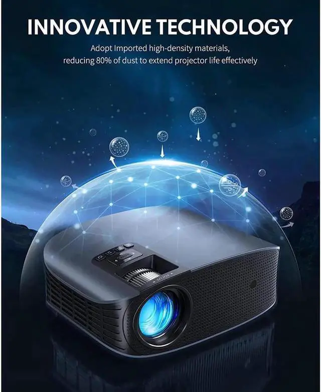 Alt view image 2 of 6 - JAENFONG Projector 4K with WiFi and Bluetooth Supported, FHD 1080P Mini Projector for Outdoor Moives, 5G Video Projector for Home Theater Dolby Audio Zoom Portable Projector TV Stick PPT (YG600 Plus)