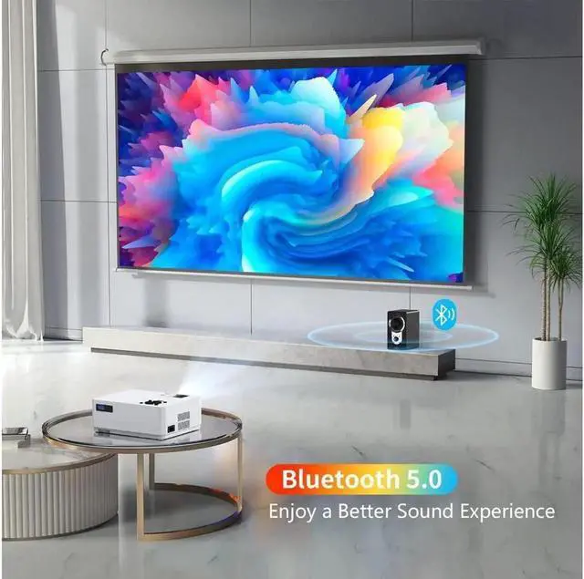 Alt view image 2 of 6 - JAENFONG 5G WiFi Bluetooth Native 1080P Projector, 12000LM Full HD Movie Projector, 300" Display Support 4k Home Theater,Compatible with iOS/Android/XBox/PS4/TV Stick/HDMI/USB (White)