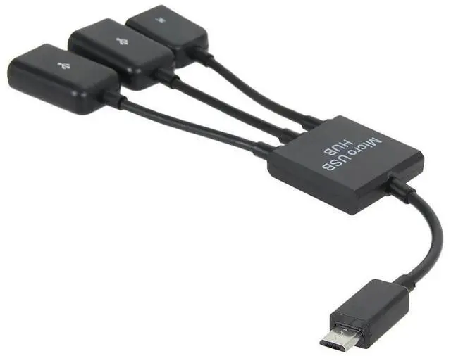 Alt view image 3 of 7 - 3 in 1 Micro USB HUB Double USB 2.0 Host OTG Adapter Cable Male To Female Dual Micro USB 2.0 Host OTG Hub Adapter for
