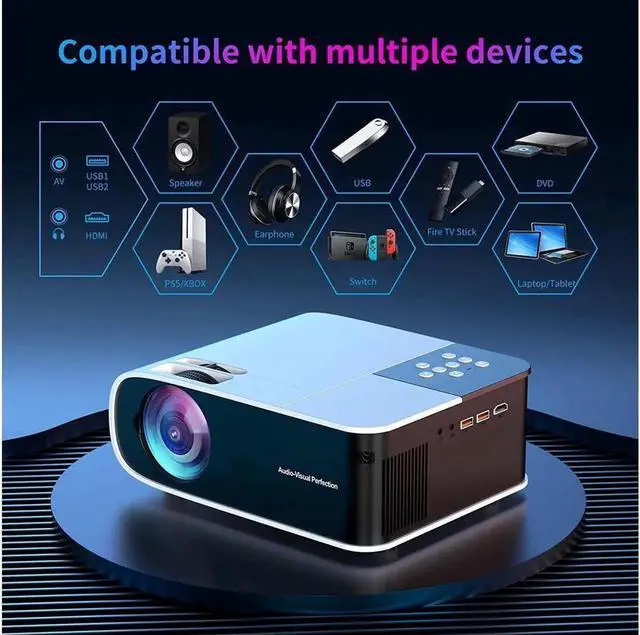 Alt view image 2 of 7 - JAENFONG Native 1080P Projector with WiFi and Bluetooth, 550 ANSI Portable Home Theater Projector 4k Supported 200" Display Video Projector, 4D/4P Keystone & 50%-100% Zoom for iPhone Android PC Laptop