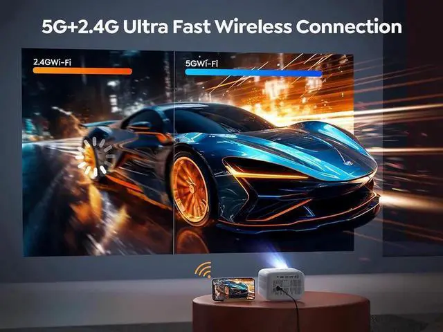 Alt view image 5 of 7 - JAENFONG [Electric Focus]Mini Projector with 5G WiFi and Bluetooth 5.2, 12000 Lumen 1080P Outdoor Projector Support ±40° Keystone Correction,Portable Projector for Phone/ TV Stick/Laptop/PS5