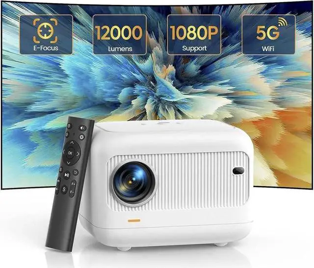 Main image of JAENFONG [Electric Focus]Mini Projector with 5G WiFi and Bluetooth 5.2, 12000 Lumen 1080P Outdoor Projector Support ±40° Keystone Correction,Portable Projector for Phone/ TV Stick/Laptop/PS5