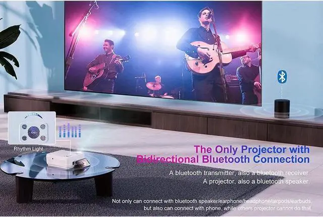 Alt view image 4 of 6 - JAENFONG Electric-Focus Projector 5G WiFi and 5.1 Bluetooth 4K-Support:500 ANSI Native 1080P 19000L 450'' Outdoor Portable Projector, ±50°4P/4D Keystone&50% Zoom, Full Sealed Optical Home Projector