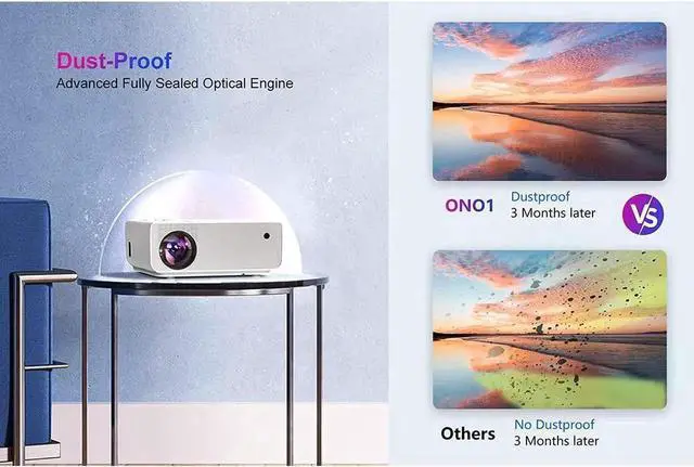 Alt view image 2 of 6 - JAENFONG Electric-Focus Projector 5G WiFi and 5.1 Bluetooth 4K-Support:500 ANSI Native 1080P 19000L 450'' Outdoor Portable Projector, ±50°4P/4D Keystone&50% Zoom, Full Sealed Optical Home Projector