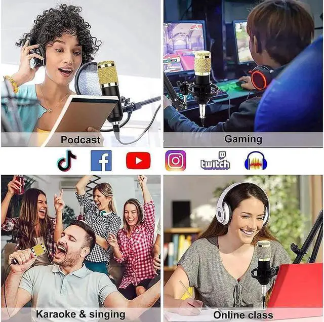 Alt view image 2 of 7 - JAENFONG Podcast Equipment Bundle, BM-800 Podcast Microphone bundle with v8 Sound Card, Condenser Studio Microphonefor Laptop Computer Vlog Living Broadcast Live Streaming YouTube TikTok
