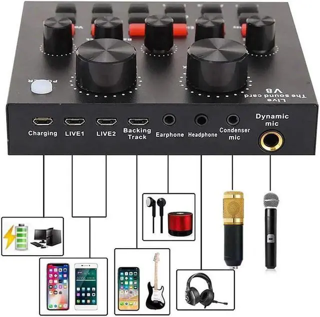 Alt view image 7 of 7 - JAENFONG Podcast Equipment Bundle, BM-800 Podcast Microphone bundle with v8 Sound Card, Condenser Studio Microphonefor Laptop Computer Vlog Living Broadcast Live Streaming YouTube TikTok