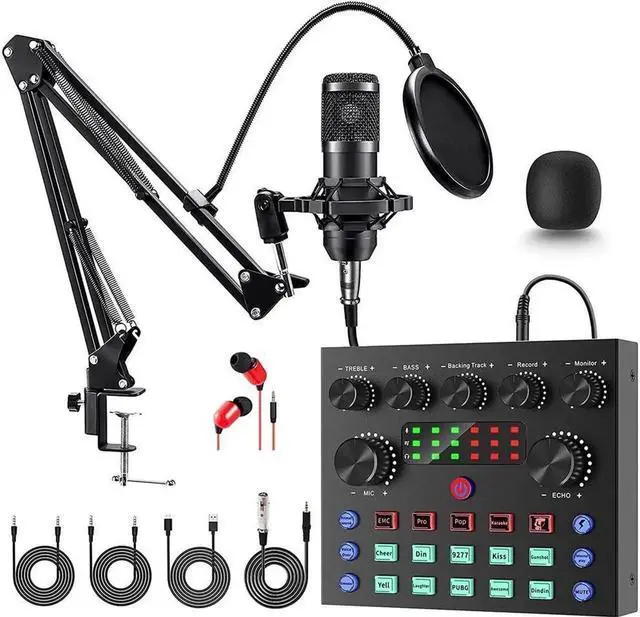 Main image of Podcast Equipment Bundle, BM-800 Mic Kit with Live Sound Card, Podcast Microphone Bundle with Studio Microphone, Recording Studio Equipment for Live Streaming, Broadcasting with Phone/PC/Laptop