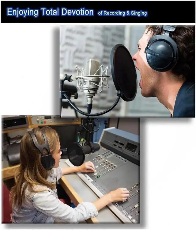 Alt view image 4 of 7 - JAENFONG Condenser Microphone Bundle, BM-800 Mic Kit with Adjustable Mic Suspension Scissor Arm, Metal Shock Mount and Double-Layer Pop Filter for Studio Recording & Broadcasting (Gold)